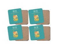 Thumbnail for Roi Et Airport (ROI) design on turquoise 4 pieces set coaster