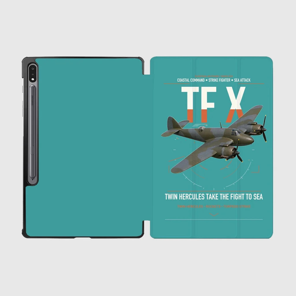 Bristol Beaufighter TF X design on turquoise samsung tablet tablet case
