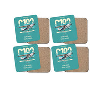 Thumbnail for Cessna 182 Skylane design on turquoise 4 pieces set coaster