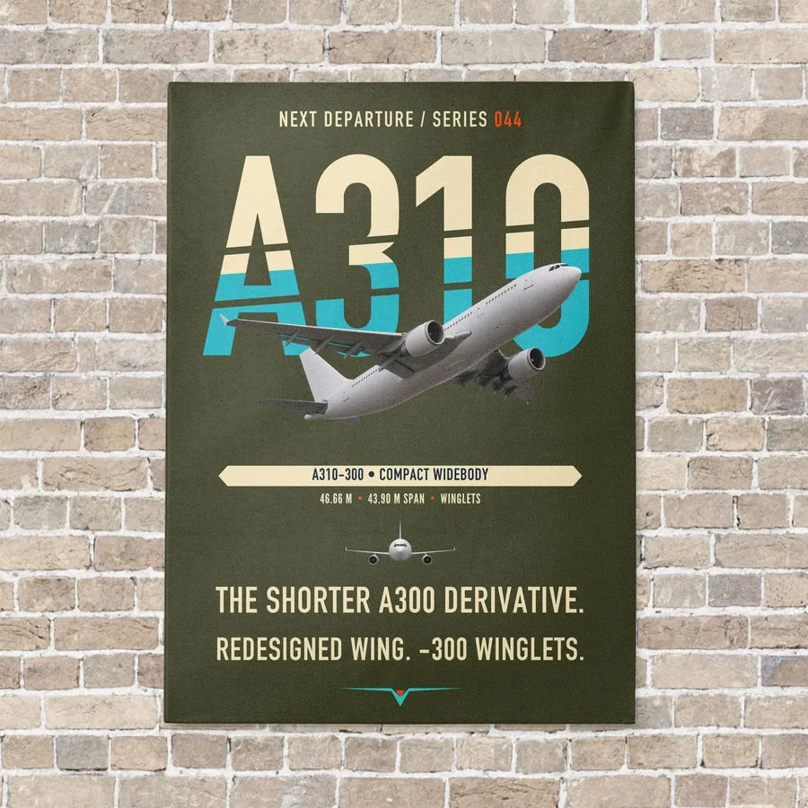 Airbus A310-300 vertical canvas print - no frame - green army background