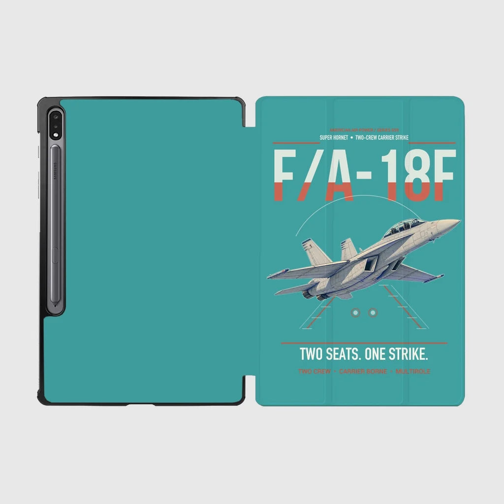 F-A-18F Super Hornet design on turquoise samsung tablet tablet case
