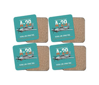 Thumbnail for A-29 Super Tucano Light Attack design on turquoise 4 pieces set coaster