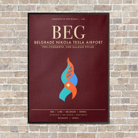 Thumbnail for Belgrade Nikola Tesla Airport BEG - Canvas Framed - Dark Red