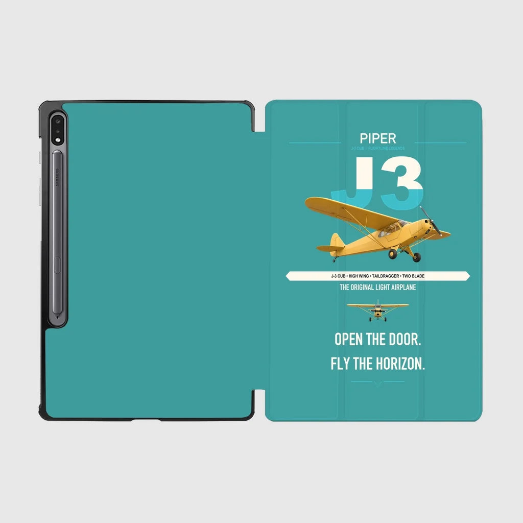 Piper J-3 Cub design on turquoise samsung tablet tablet case