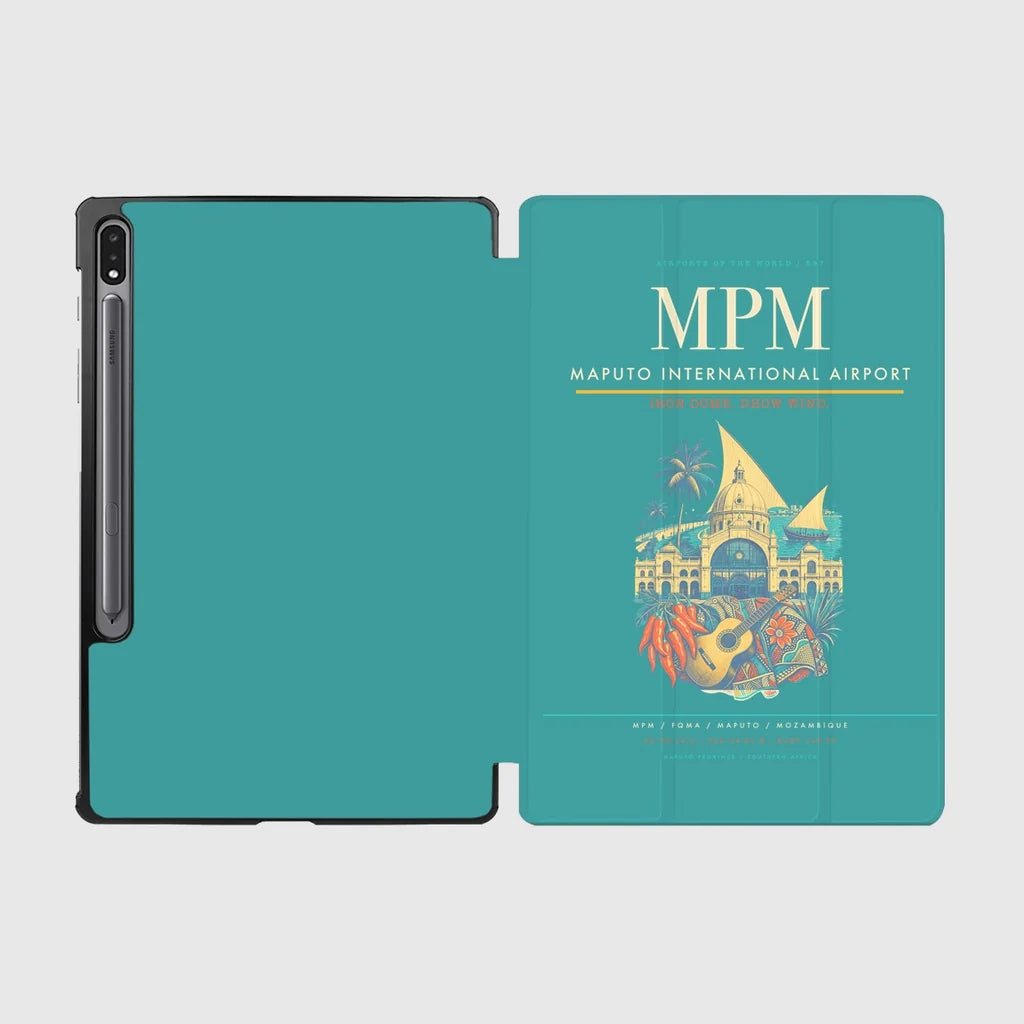 Maputo International Airport (MPM) design on turquoise samsung tablet tablet case