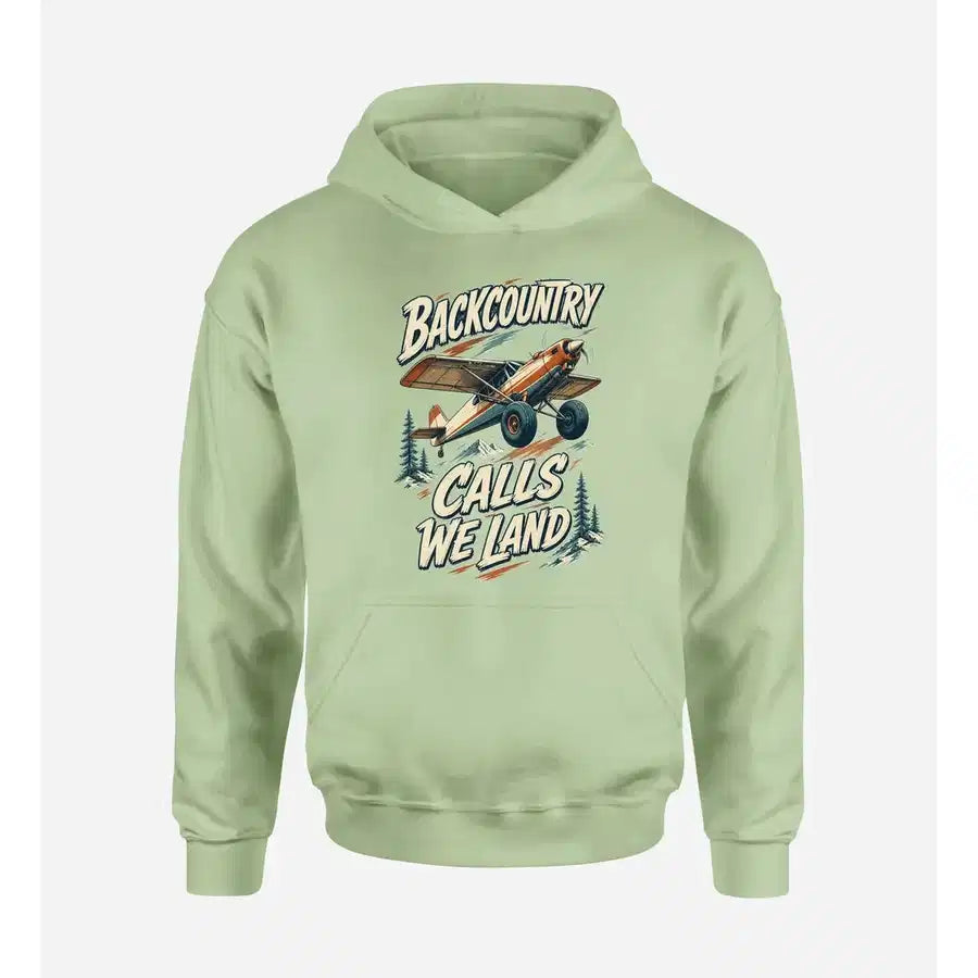 SIGNAL 569 - Backcountry Calls We Land design on light green hoodie single side