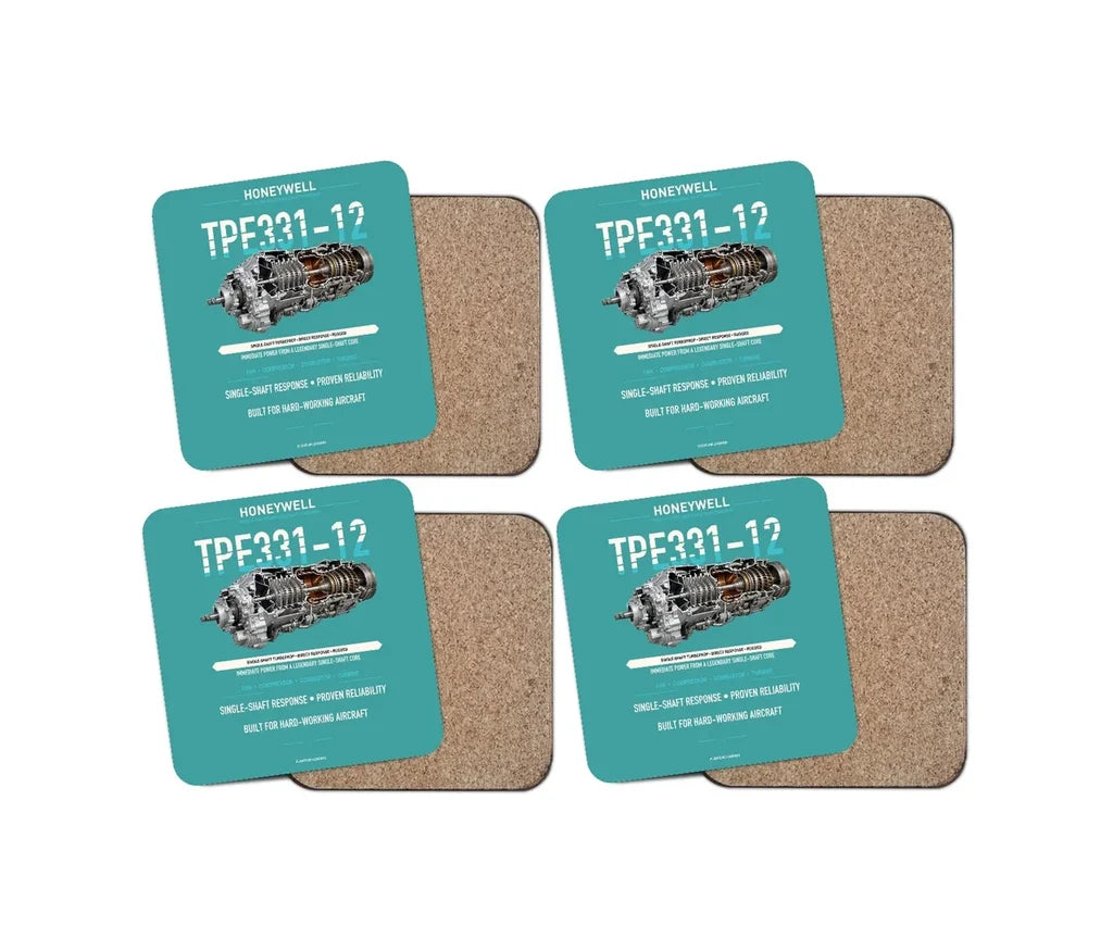 TPE331-12 design on turquoise 4 pieces set coaster