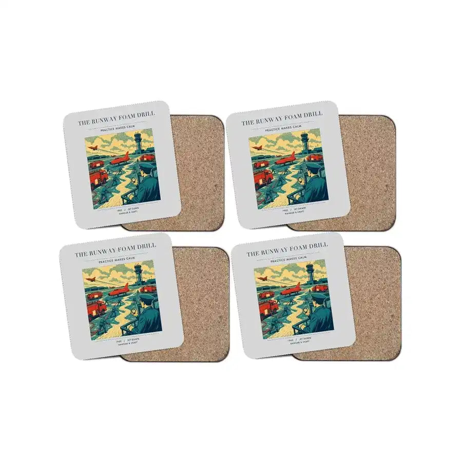 The Runway Foam Drill - Designed Coasters design on light gray 4-pieces-set