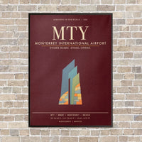 Thumbnail for Monterrey International Airport MTY - Canvas Framed - Dark Red