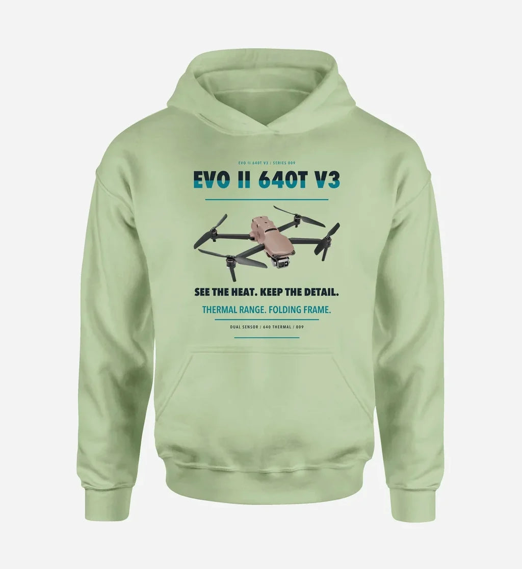 Autel EVO II Dual 640T V3 design on light green hoodie single side