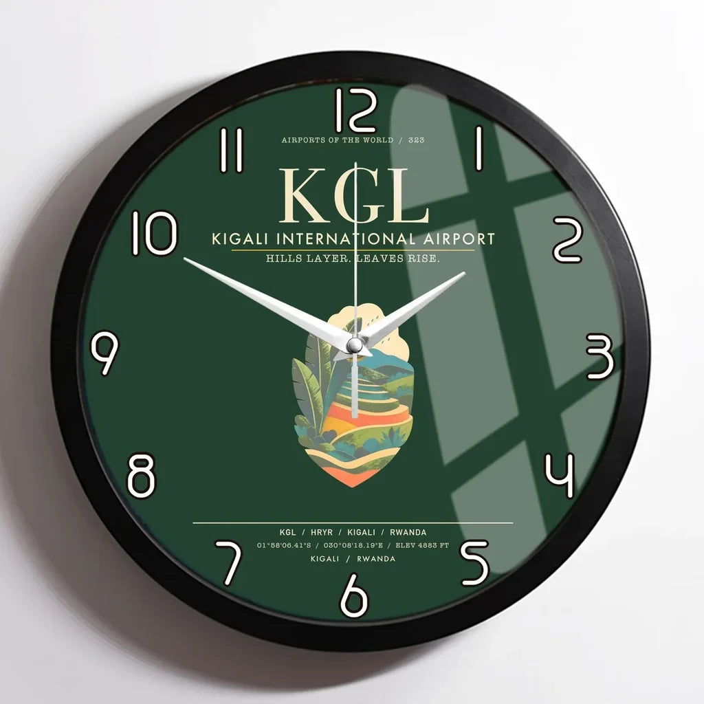 Kigali International Airport KGL Wall-Clock Framed - Dark Green