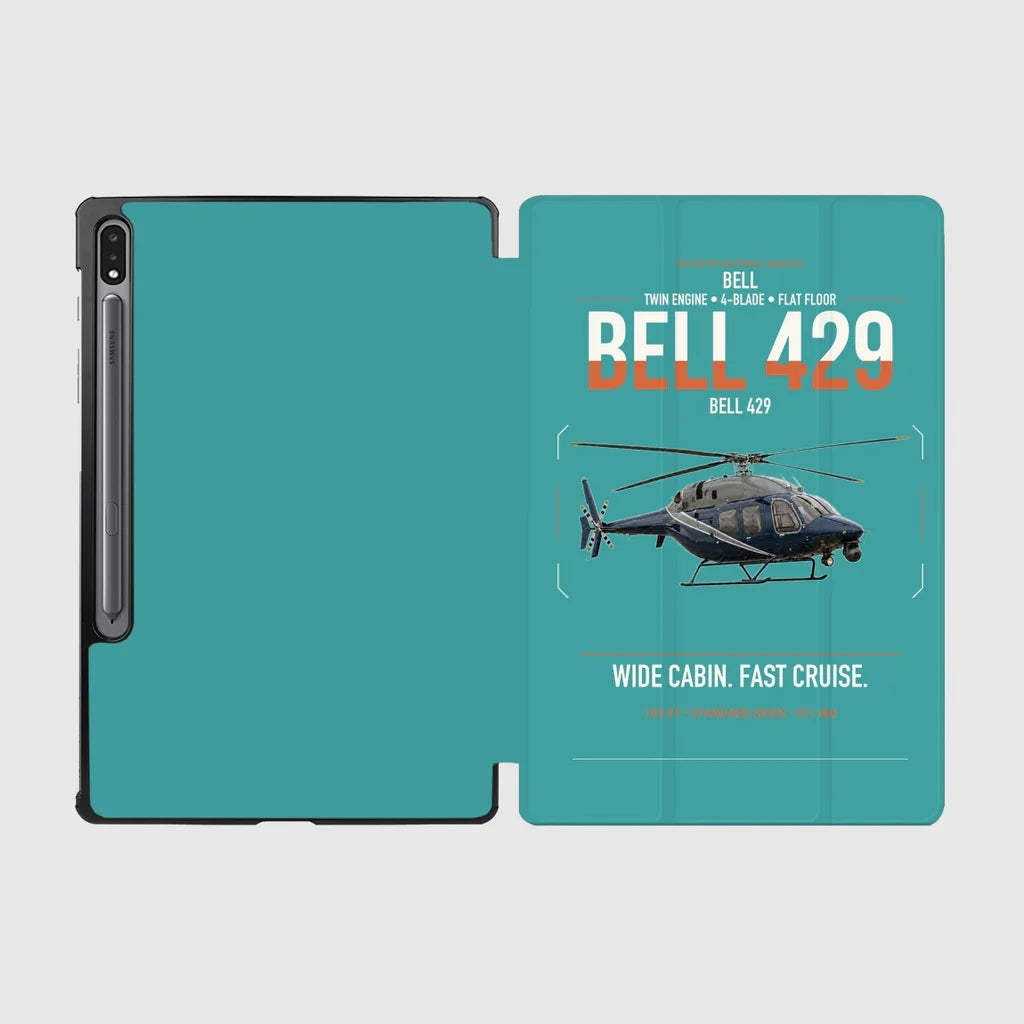 Bell 429 design on turquoise samsung tablet tablet case