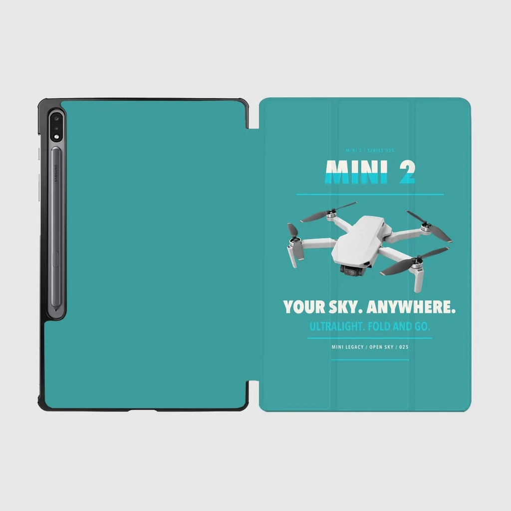 DJI Mini 2 design on turquoise samsung tablet tablet case