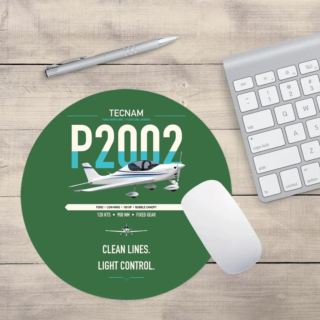Tecnam P2002 Sierra MkII design on green round mouse pad