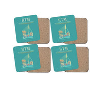 Thumbnail for Rotterdam The Hague Airport (RTM) design on turquoise 4 pieces set coaster
