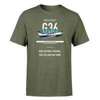 Thumbnail for Beechcraft Bonanza G36 design on green army t-shirt, single-side print