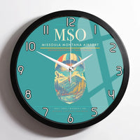 Thumbnail for Missoula Montana Airport (MSO) design on turquoise framed wall clock