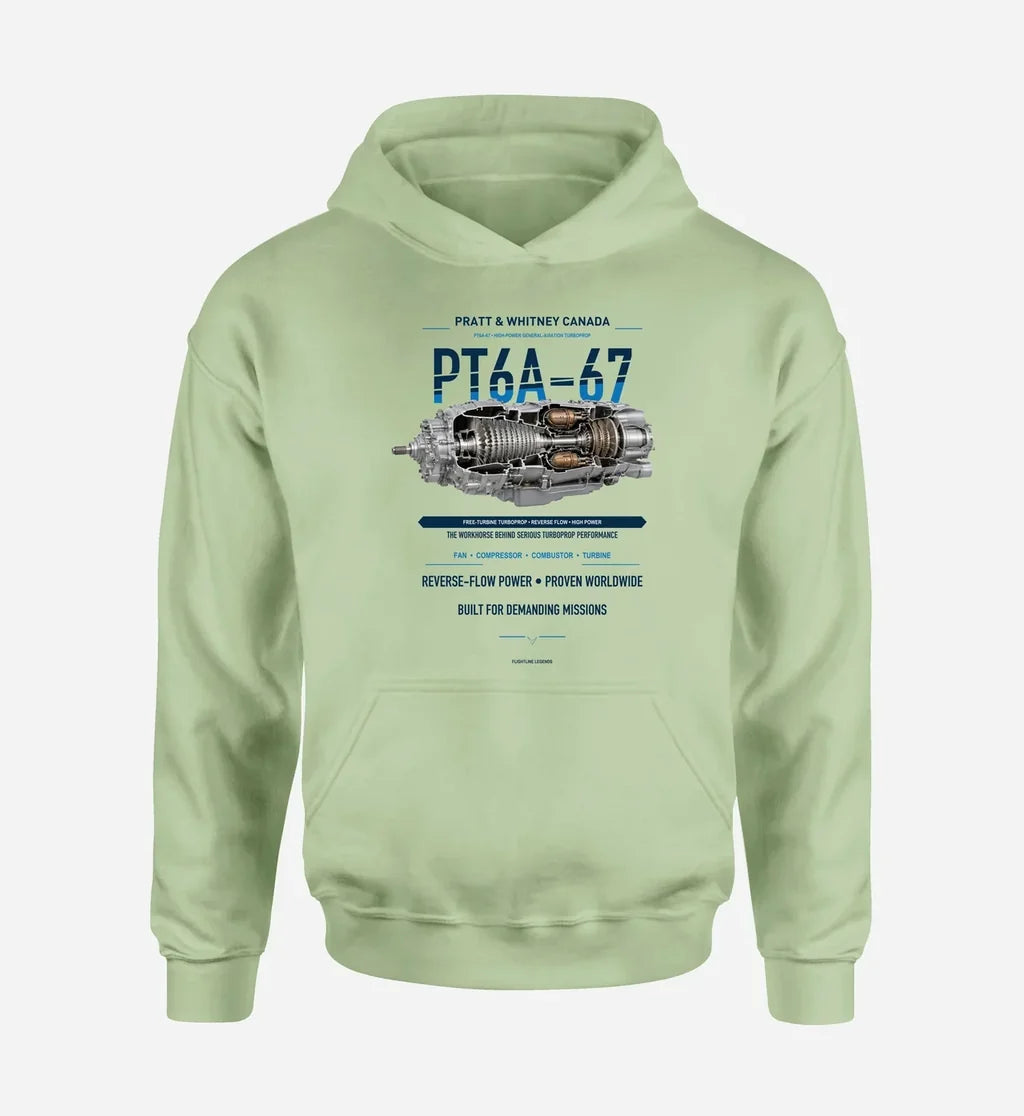 PT6A-67 design on light green hoodie single side