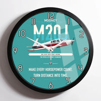 Thumbnail for Mooney M20J 201 design on turquoise framed wall clock