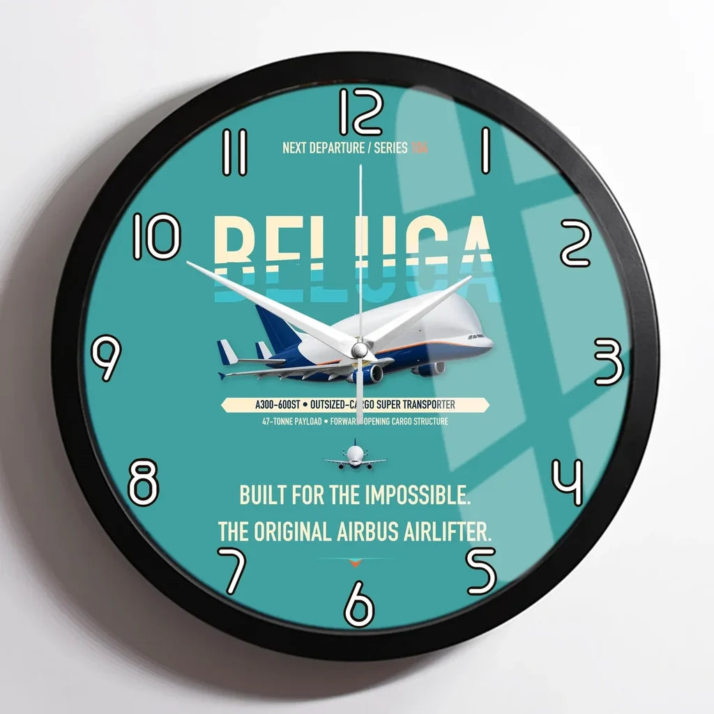 Airbus A300-600ST BelugaST design on turquoise framed wall clock