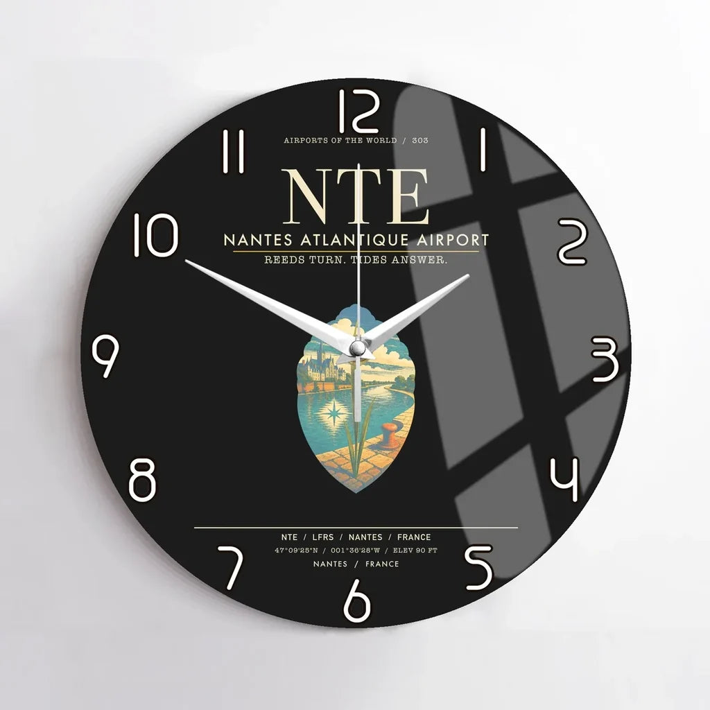 Nantes Atlantique Airport NTE Wall-Clock No-Frame - Black
