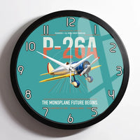 Thumbnail for Boeing P-26A Peashooter design on turquoise framed wall clock
