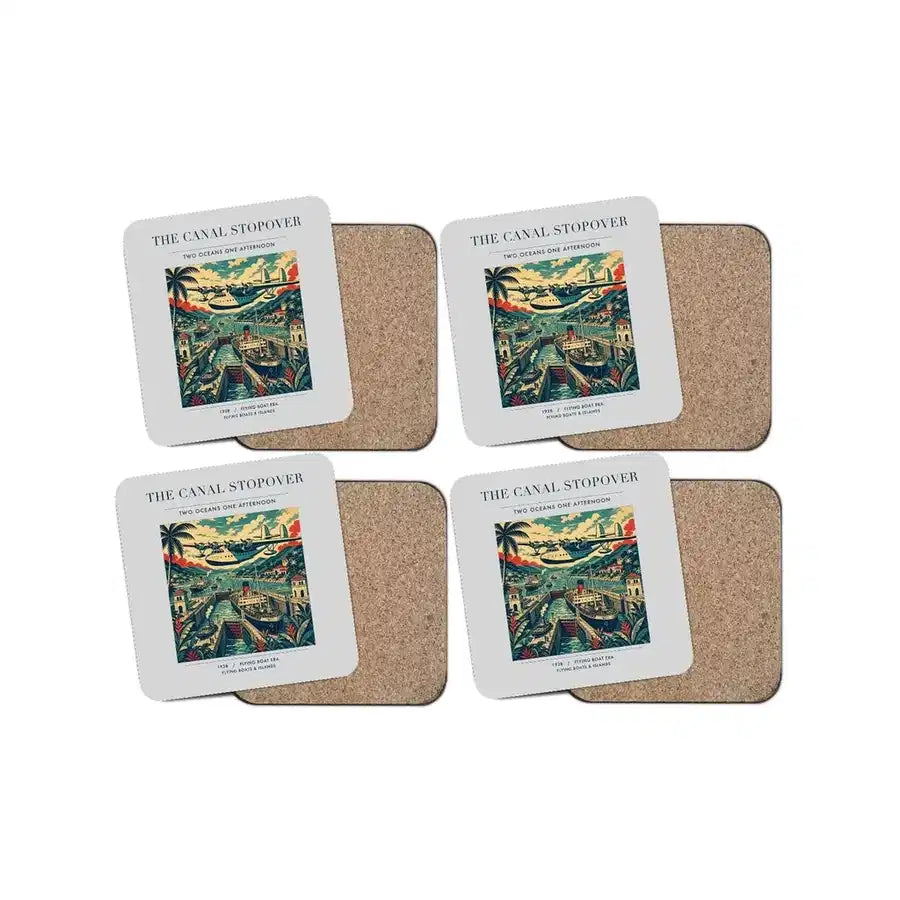 The Canal Stopover - Designed Coasters design on light gray 4-pieces-set