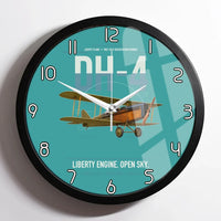 Thumbnail for Airco DH-4 Liberty Plane design on turquoise framed wall clock