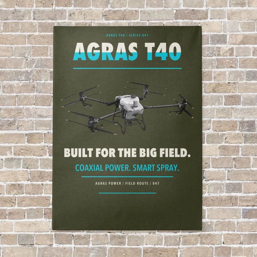 DJI Agras T40 vertical canvas print - no frame - green army background