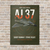 Thumbnail for Saab AJ 37 Viggen vertical canvas print - no frame - green army background