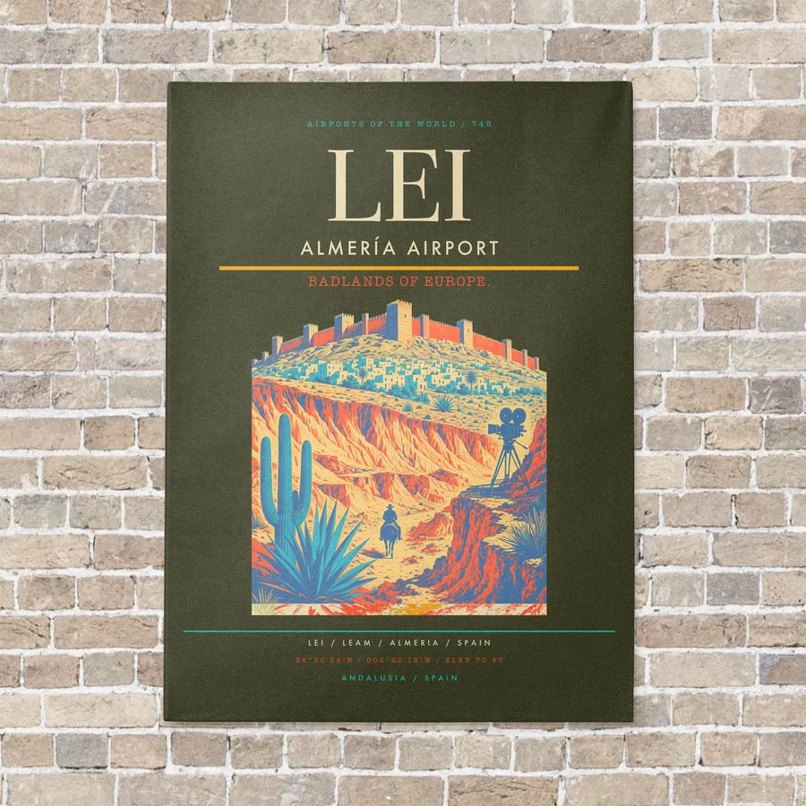 Almería Airport LEI vertical canvas print - no frame - green army background