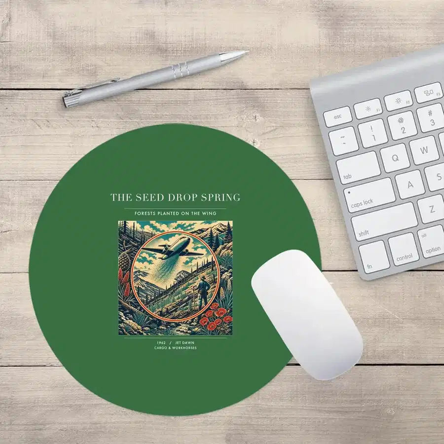 VINTAGE G4490 - The Seed Drop Spring - Designed Mouse Pads design on green round