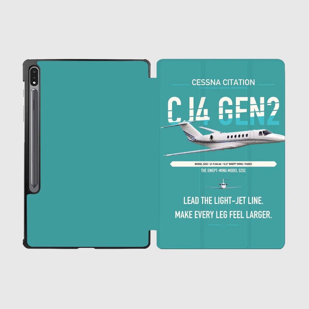 Cessna Citation CJ4 Gen2 design on turquoise samsung tablet tablet case