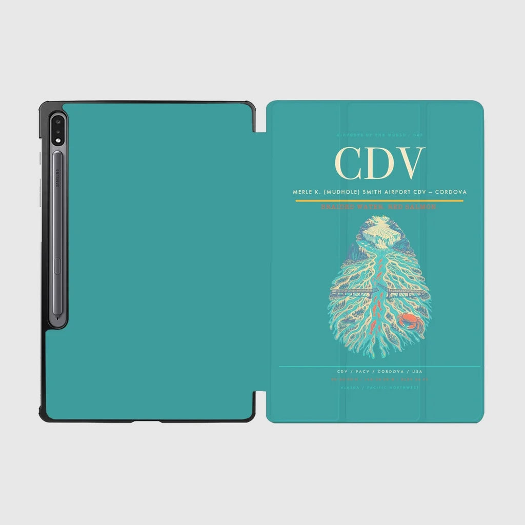 Merle K. (Mudhole) Smith Airport (CDV) design on turquoise samsung tablet tablet case