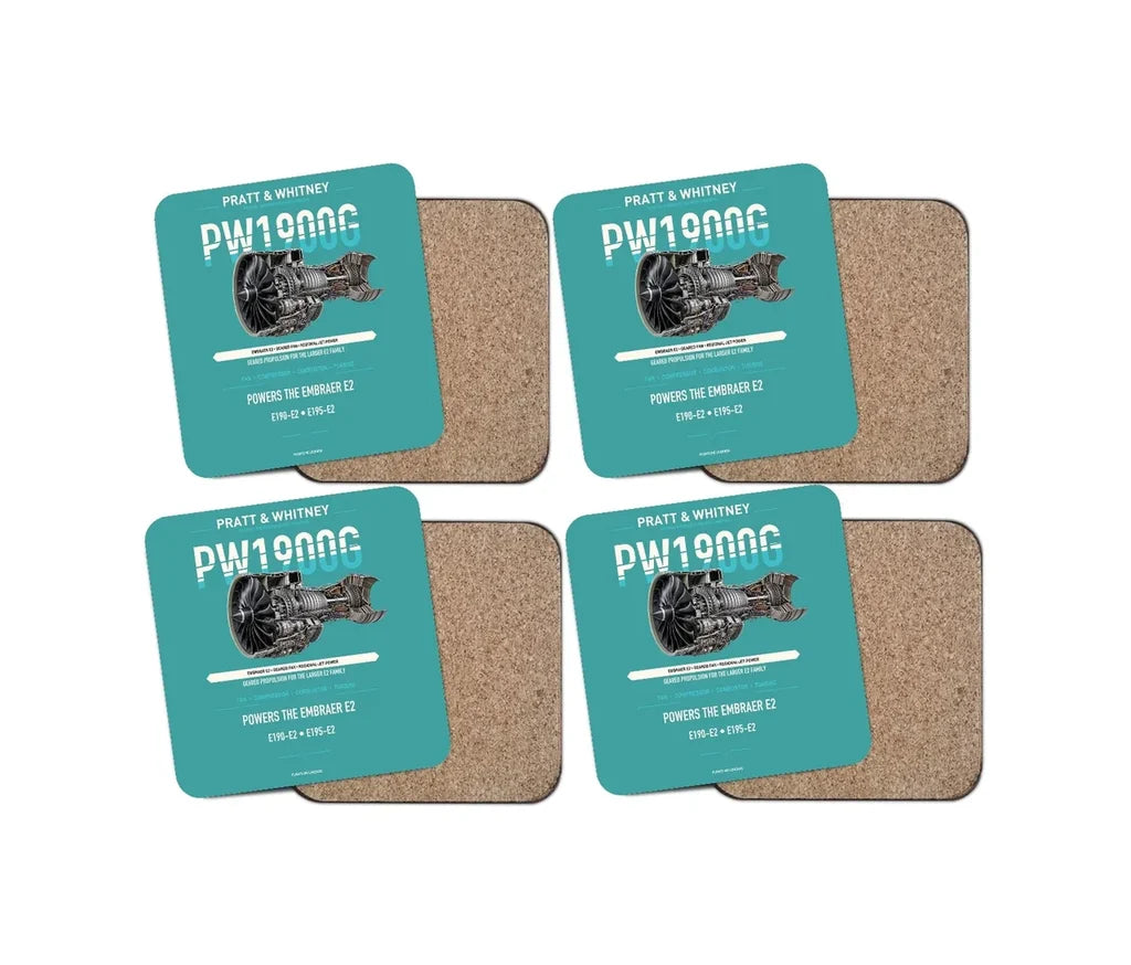 PW1900G design on turquoise 4 pieces set coaster