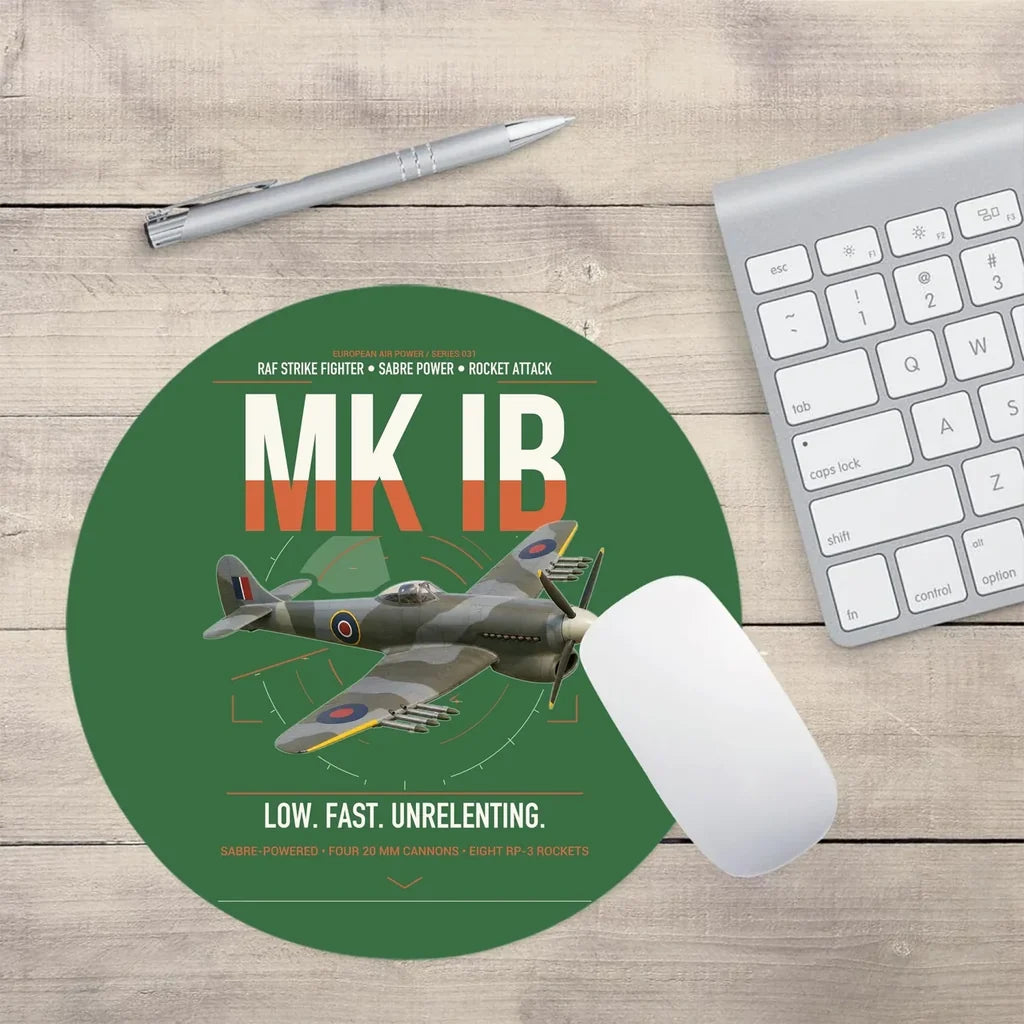 Hawker Typhoon Mk IB design on green round mouse pad