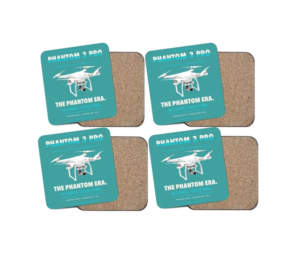 DJI Phantom 3 Professional design on turquoise 4 pieces set coaster
