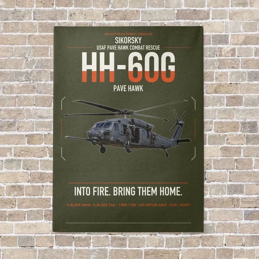Sikorsky HH-60G Pave Hawk vertical canvas print - no frame - green army background
