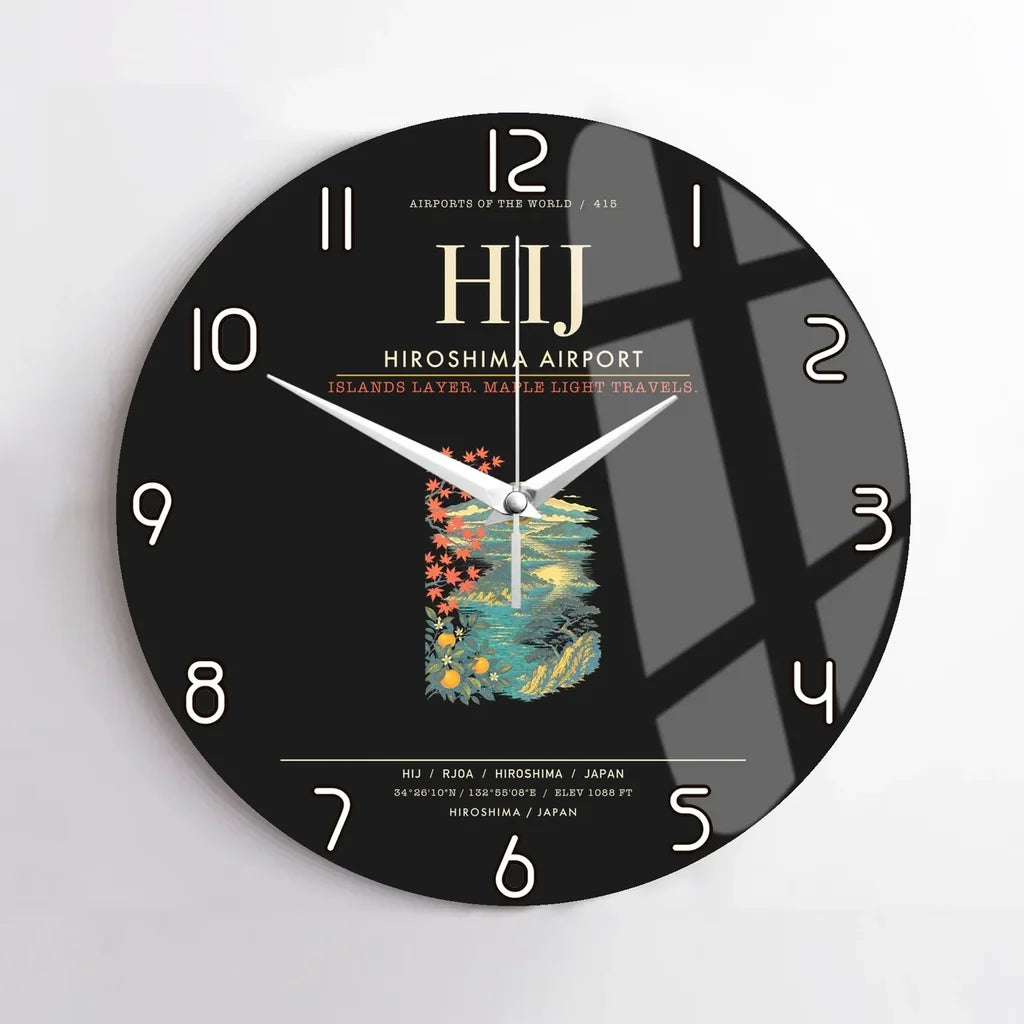 Hiroshima Airport HIJ Wall-Clock No-Frame - Black