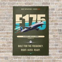 Thumbnail for Embraer E175 vertical canvas print - no frame - green army background