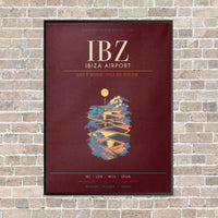 Thumbnail for Ibiza Airport IBZ - Canvas Framed - Dark Red