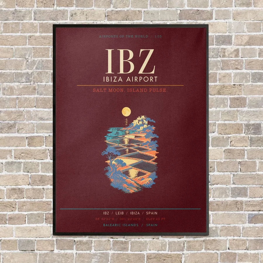Ibiza Airport IBZ - Canvas Framed - Dark Red