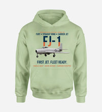 Thumbnail for FJ-1 FURY design on light green hoodie single side