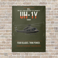 Thumbnail for Bell UH-1Y Venom vertical canvas print - no frame - green army background