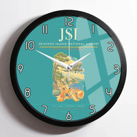 Thumbnail for Skiathos Island National Airport (JSI) design on turquoise framed wall clock
