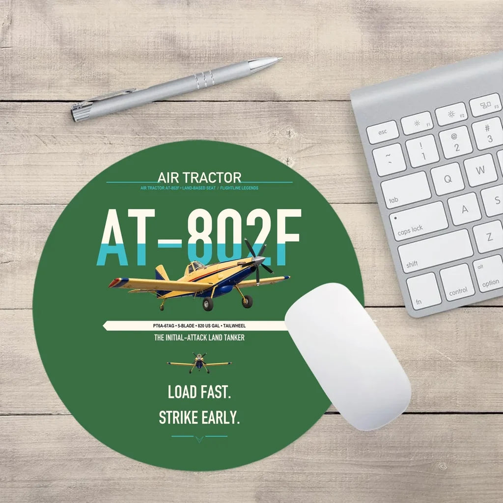 Air Tractor AT-802F design on green round mouse pad