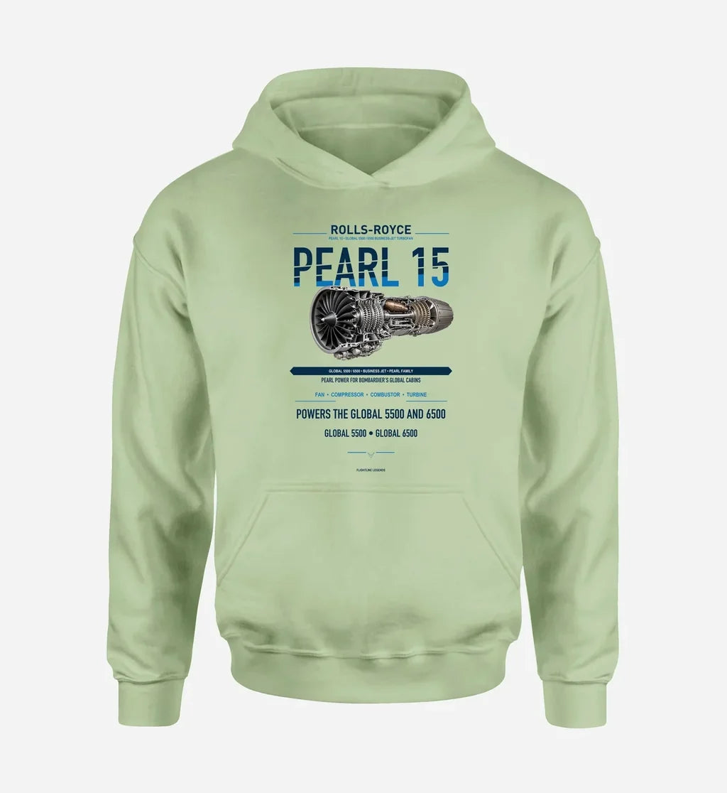 PEARL 15 design on light green hoodie single side