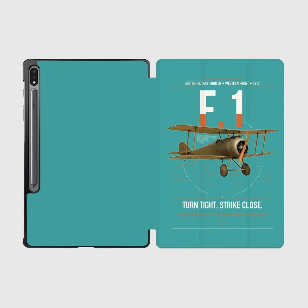 Sopwith Camel F.1 design on turquoise samsung tablet tablet case