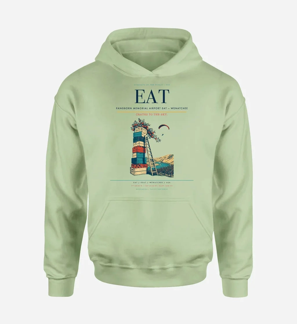 Pangborn Memorial Airport (EAT) design on light green hoodie single-side print