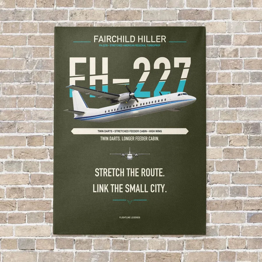 Fairchild Hiller FH-227B vertical canvas print - no frame - green army background